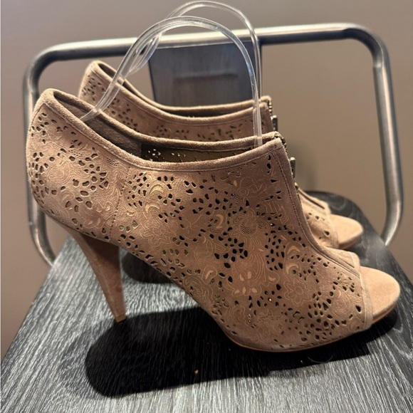 BCBGirls Brown Cut-Out Peep-Toe Wedges - Picture 8 of 11